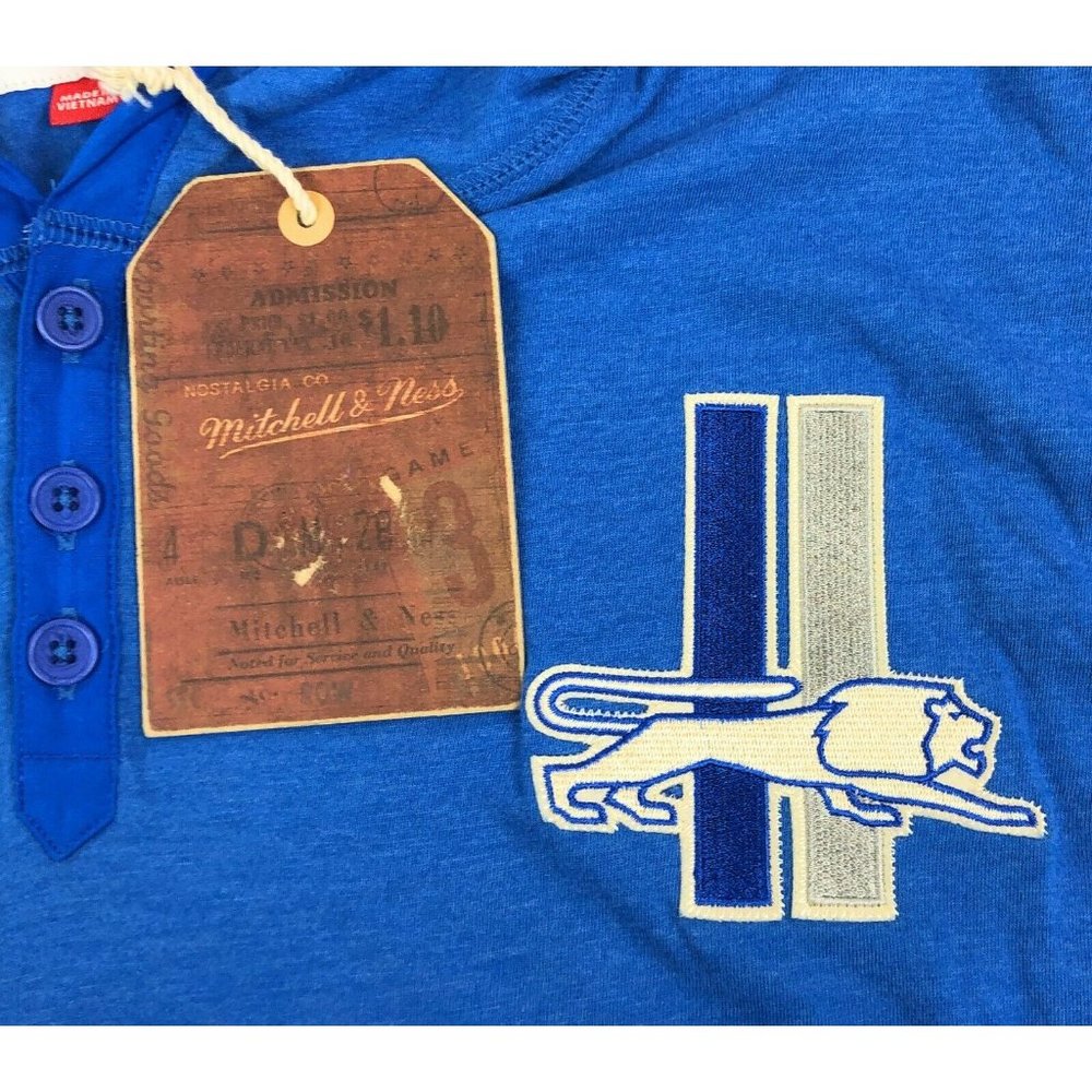 Detroit Lions Mitchell & Ness Mens 3XL NFL Throwback Long Sleeve Hooded Shirt - Picture 5 of 10